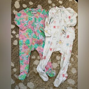Bundle of Lilly Pulitzer and Angel Baby Footed Sleepers 6-9 months